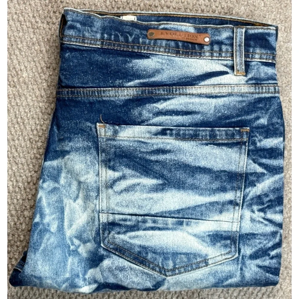 Evolution In Design Men's Distressed Slim Fit‎ 5 Pocket Denim Jeans Size 38x34
